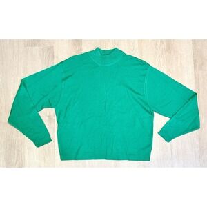 Vintage Pendleton 100% Wool Sweater Women's Size XL Green Mock Neck Made In USA